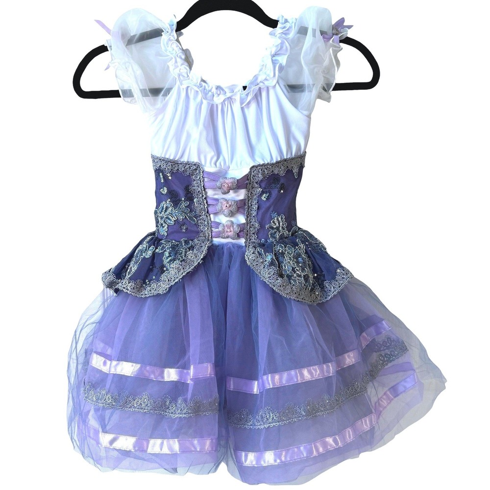 Weissman Girls Purple Pageant Costume Dress XSC Sequin‎ Lace Tulle Ballet Dance